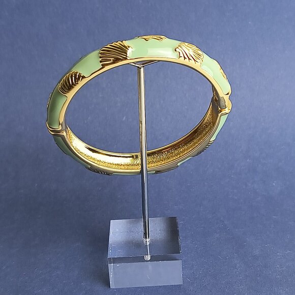 Bakelite Clamper Bracelet - Etsy Sea Shell Mint Dusky Green Enamel Bangle Hinge Clamper Oval Bracelet